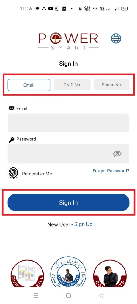 Power Smart App - Sign In